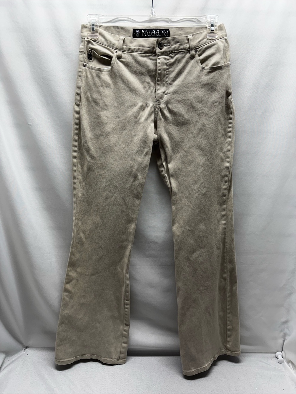 VTG Y2K Mudd Yo Pants Juniors 11 Khaki Flare Trouser Twill Dress Casual Pockets